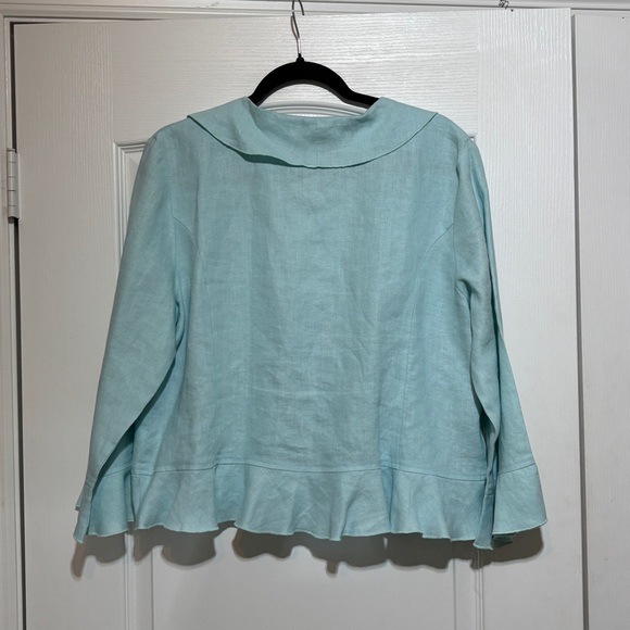 Women's Light Blue Ruffled Jacket - Picture 2 of 9